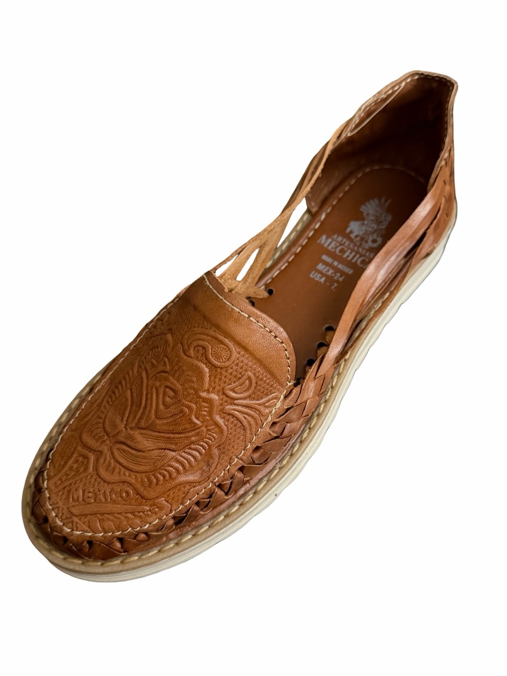 ARTESANIAS MECHICA Huarache Loafers Mexican Boho Slip-Ons Moccasins Shoes Flats - Picture 3 of 11